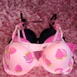 Juicy Couture Pink and Black Strawberry Bra Set